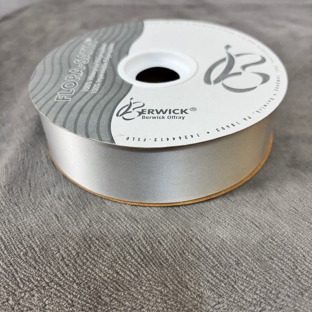 Flora Satin Craft Ribbon Silver Polypropylene Berwick 1-7/16-In x 100-Yd Spool